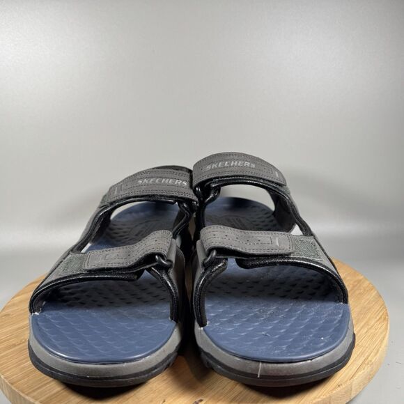 S Skechers Men's Relaxed Fit Tresmen Garo Sandals Grey Navy Size 12 - Picture 2 of 8